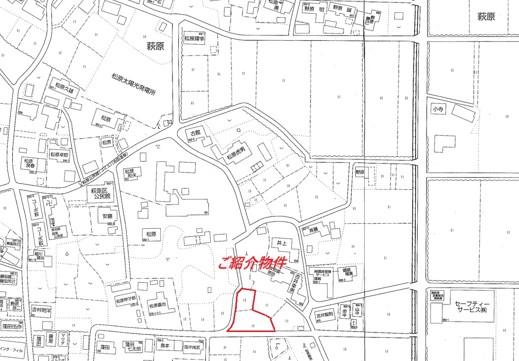 池田町萩原　１９７坪　資材置場、ソーラー発電・蓄電池用地向き